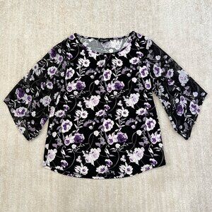3 for $6 Roz & Ali Summer Floral Blouse Top M